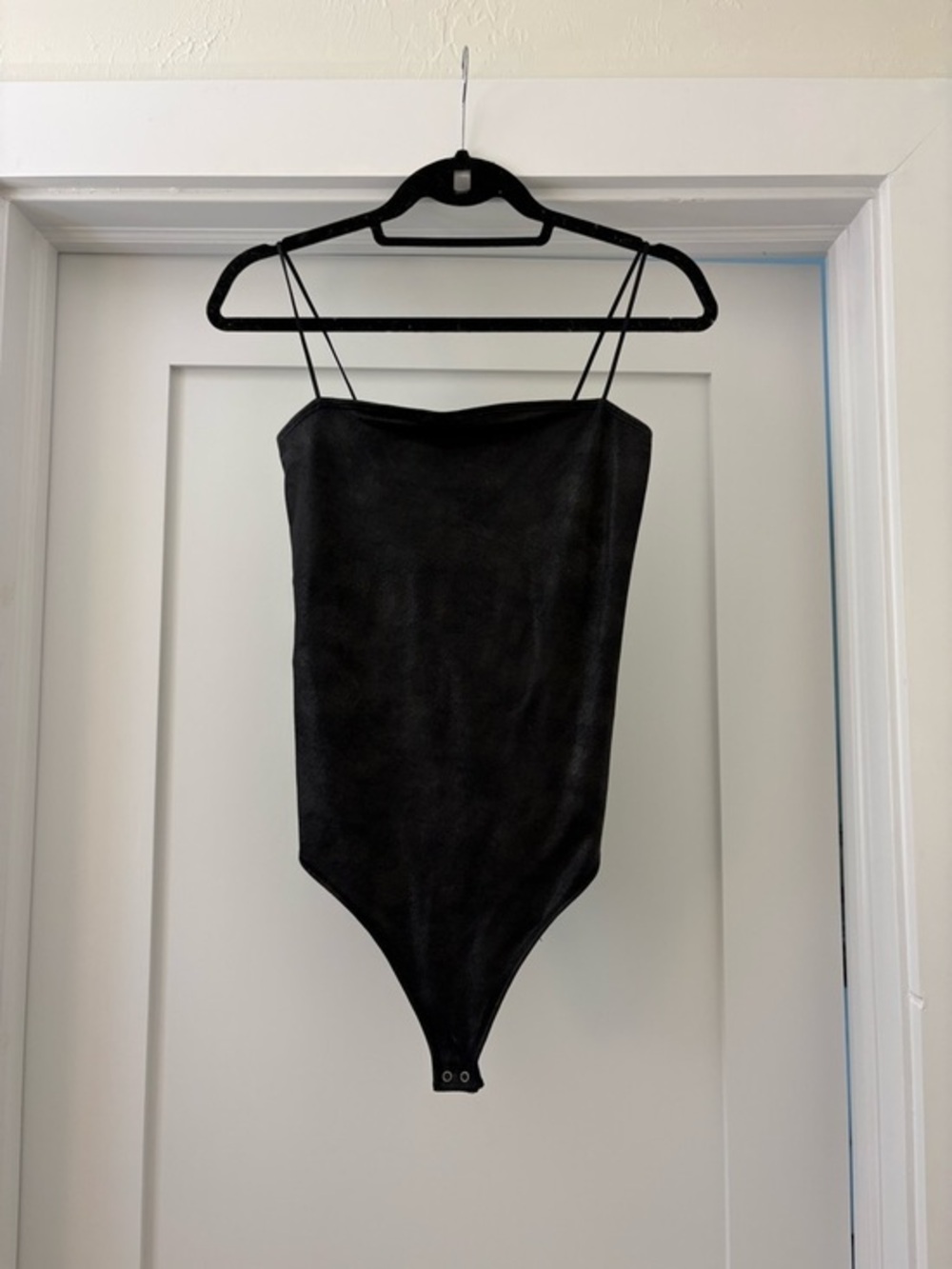 Abercrombie & Fitch Black Spaghetti-Strap Faux Leather Bodysuit